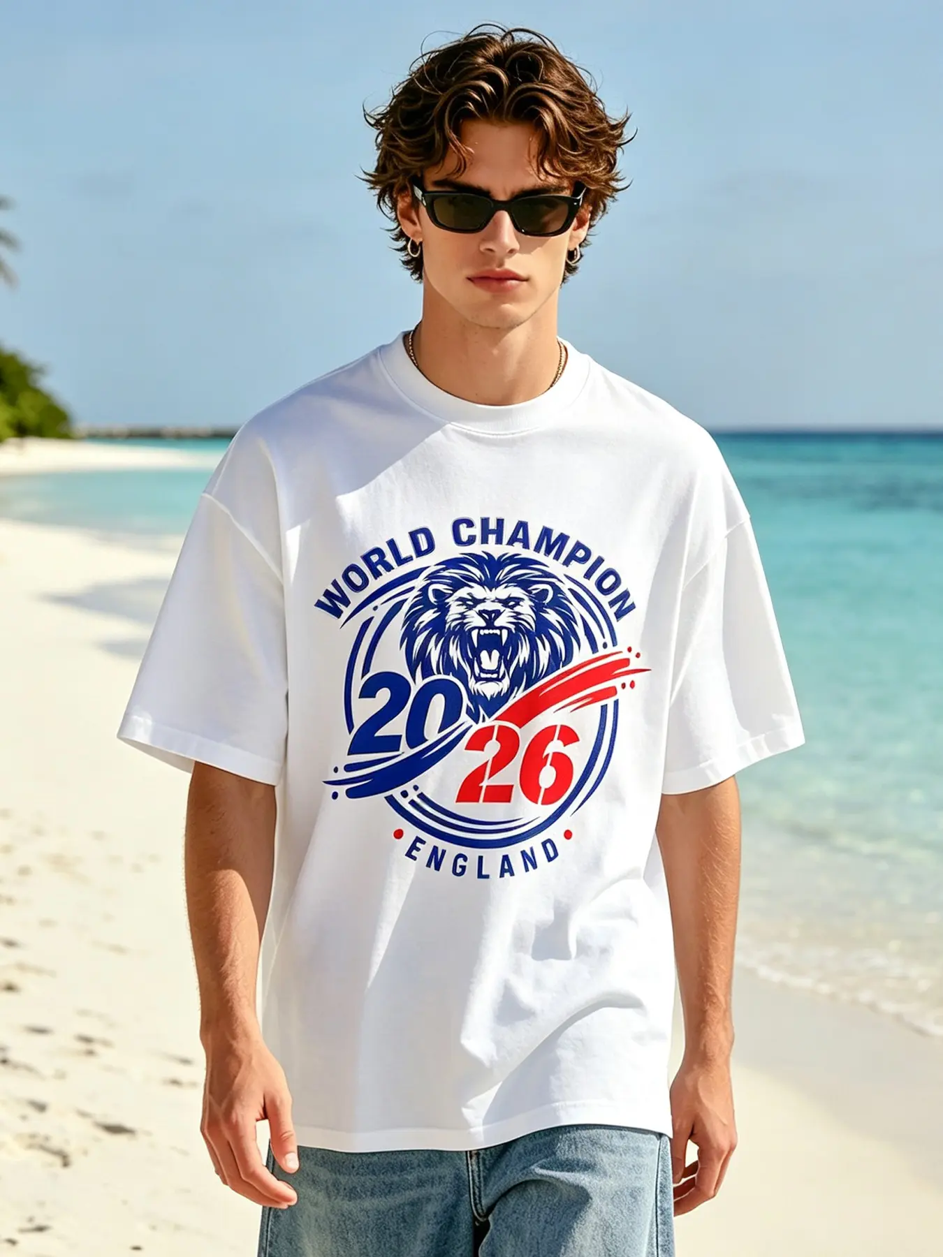 Men's Loose-Fit "England 2026 World Champions" T-Shirt – Casual Short-Sleeve Tee Featuring the "Three Lions" National Team Vintage Lion Graphic; Street-Style Shirt for Fans #ChampionTee #2026VictoryTee #FootballKpop