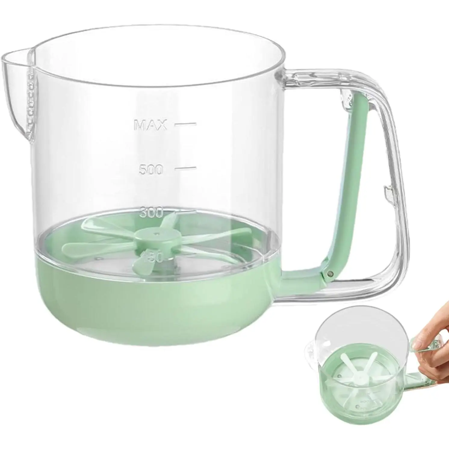 Egg Stirring Cup with Measurement Scale, Hand Press Semi Automatic Egg Whisk, Manual Egg Beater for Mixing Eggs, Baking and Cooking