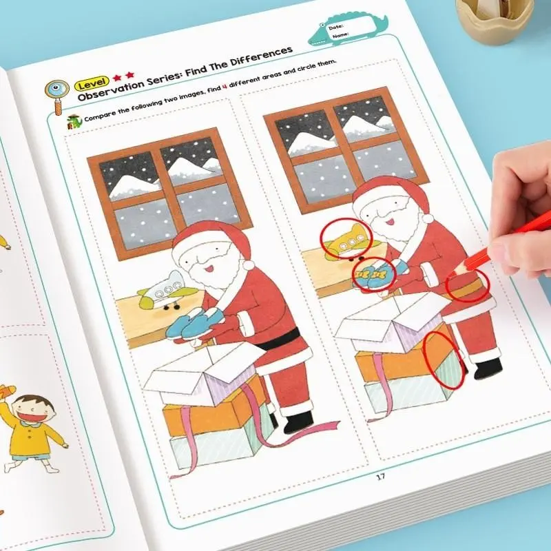 Interactive Observation Book with 32 Games, Memory Practice, Focus Training, Visual Perception Skills, Find Differences, Science Learning Activity Book