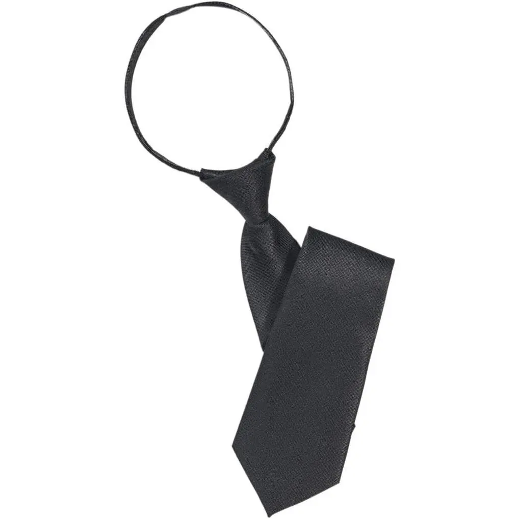 Black Women 's Narrow Necktie with Zipper Adjustable  Tie Elegant -match Trendy Unisex Casual Business Length Ties, Cummerbunds and Pocket Squares Accessories (42cm)