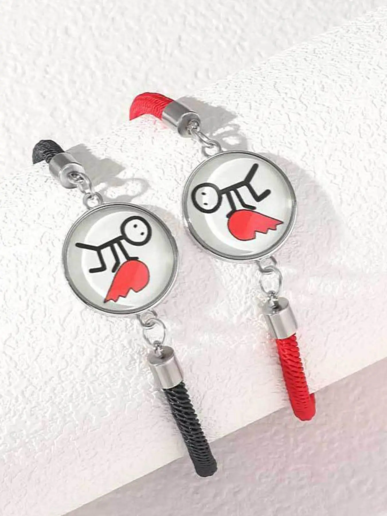 Cute Stick Figure Broken Heart Couple Bracelets, Stainless Steel Waterproof Hand Chain, Hypoallergenic Lover Jewelry Gift