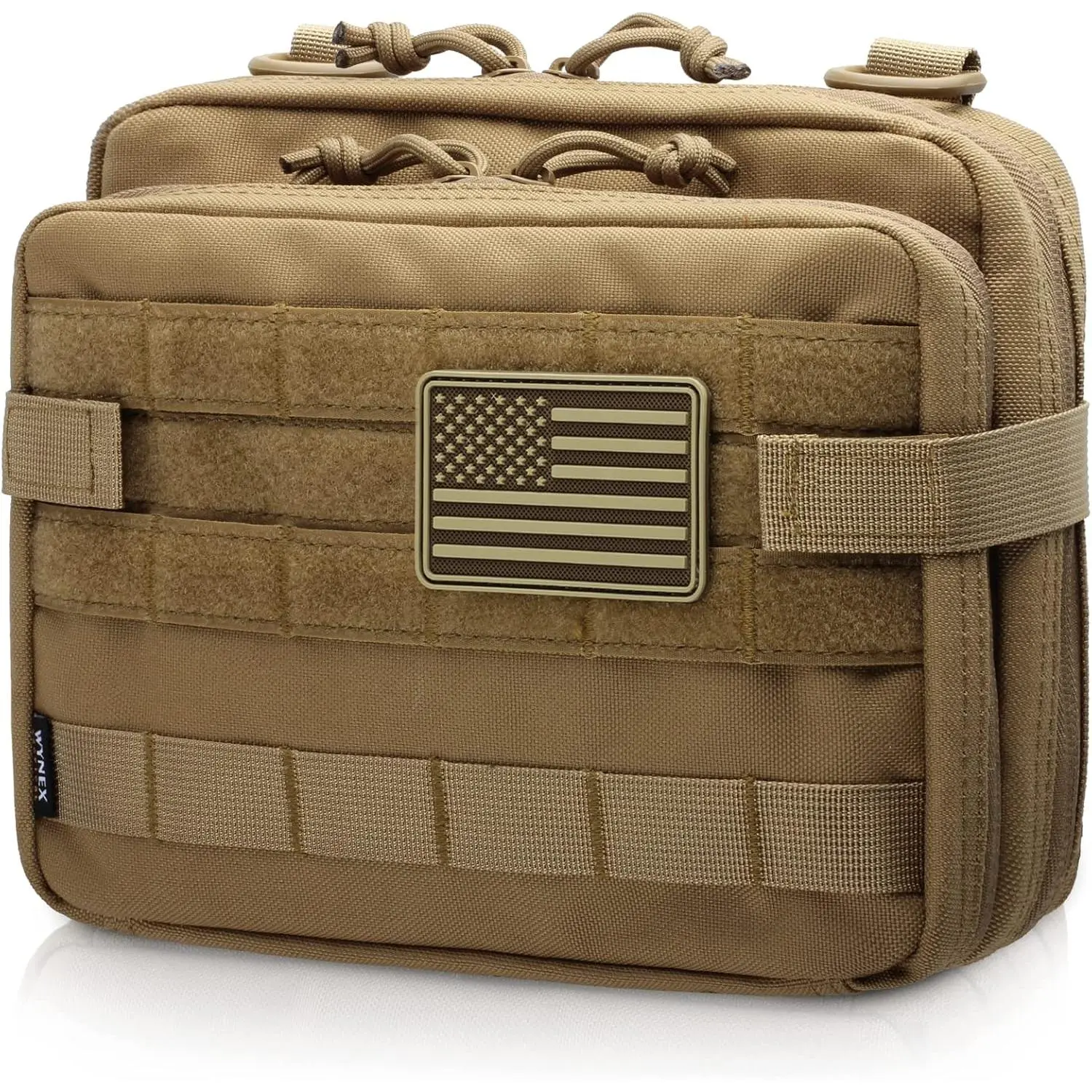 Tactical Large Admin Pouch of Double Layer Design, Molle EDC EMT Utility Pouch with Map Sleeve Modular Tool Pouch Large Capacity Flag Patch Included