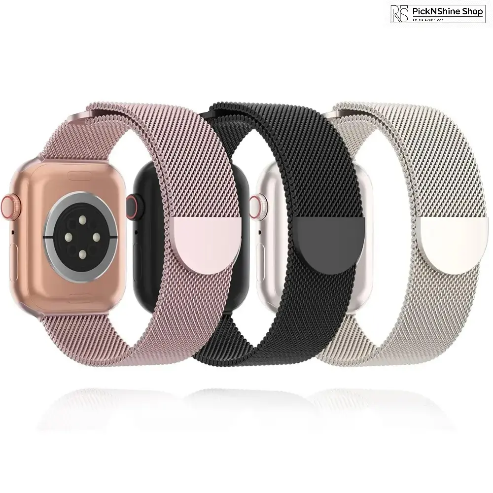 3-Pack  Magnetic Milanese Loop Band for Apple Watch, Stainless Steel Mesh Watch Strap Replacement, Adjustable Metal Wristband Compatible with Smart Watches, Luxury Style Accessories for Women and Men Daily Wear