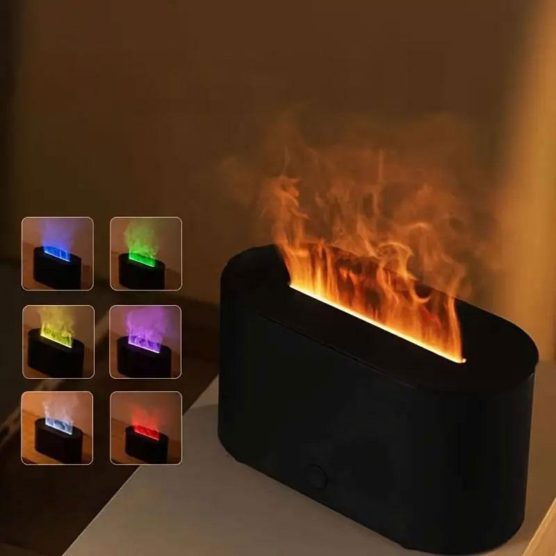 USB Powered Dual Function Aromatherapy Diffuser, Flame Design Air Humidifier with Timer & Auto Shut-Off Function, Home & Bedroom Humidifier, Usb Humidifier Machine