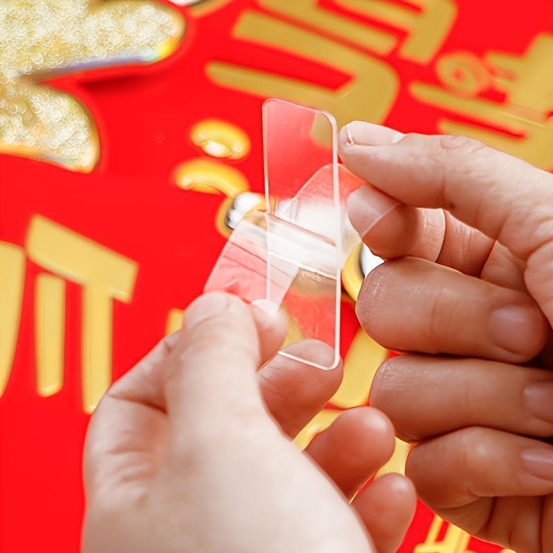 60pcs Heavy Duty Double-Sided Adhesive Tape - Waterproof Removable & Reusable Glue, Nano PVC Suitable for Walls，Quick-Dry Strong Hold No Residue for Walls, Posters, Crafts, Packaging, for home, Office, School - with Red Storage Box (Plastic Sheets)