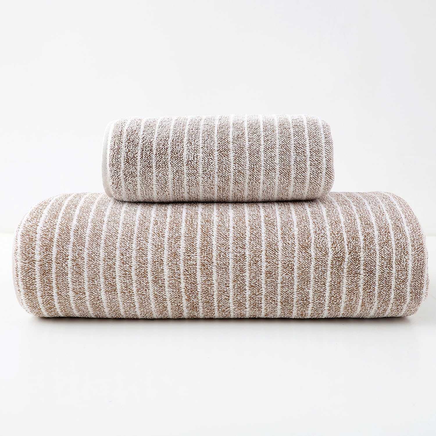 8/10 Piece Set Non-Shedding Ultra-Absorbent Hotel-Standard Striped Towels, Includes 2 Large Bath Towels and 4 Medium Size Towels, Shower Towels, Bathroom Premium Towel Set