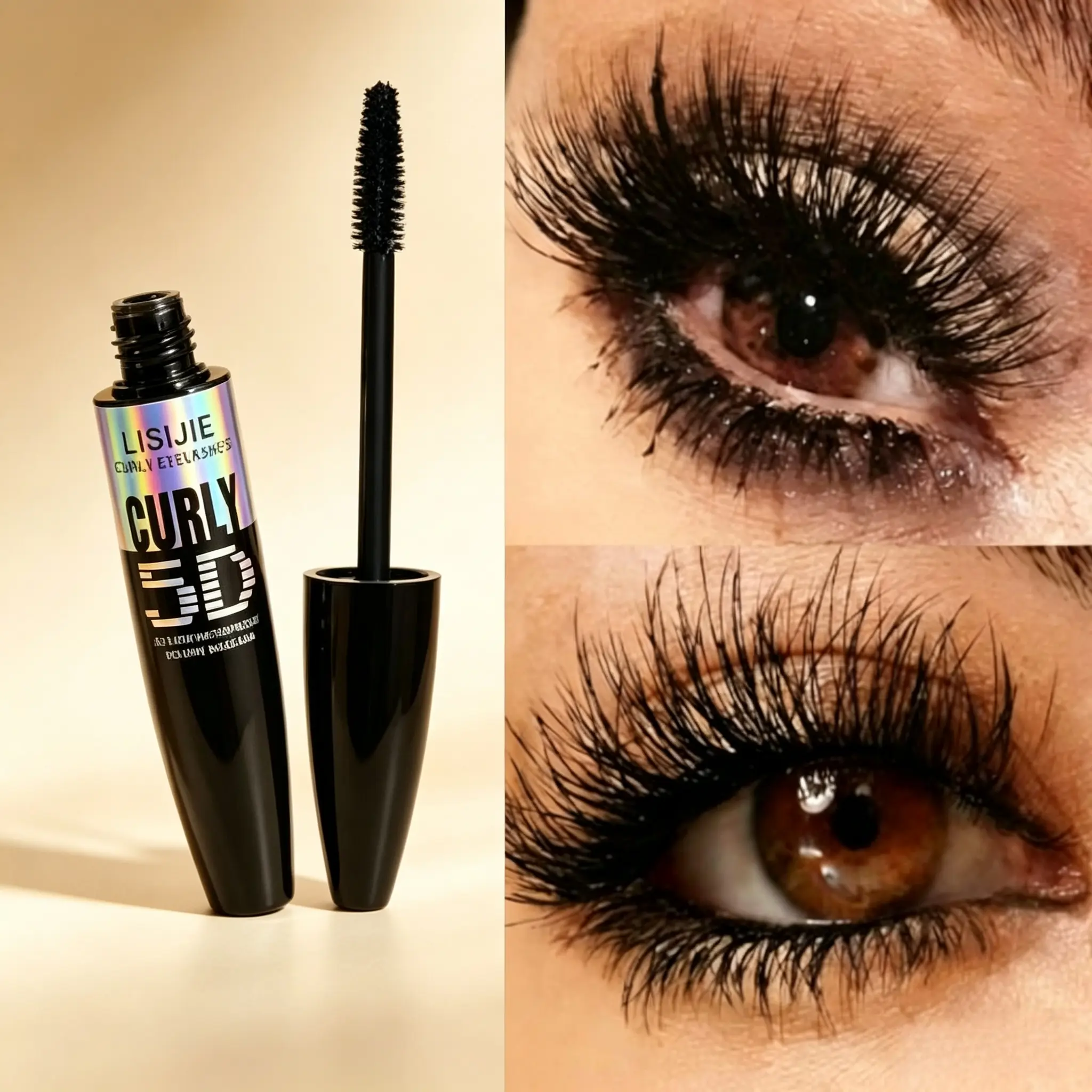5D Mascara, Lengthen & Volumize 2-in-1, Sweat & Water Resistant Non-caking, Create Thick Glossy 3D Eye Lashes Cosmetic