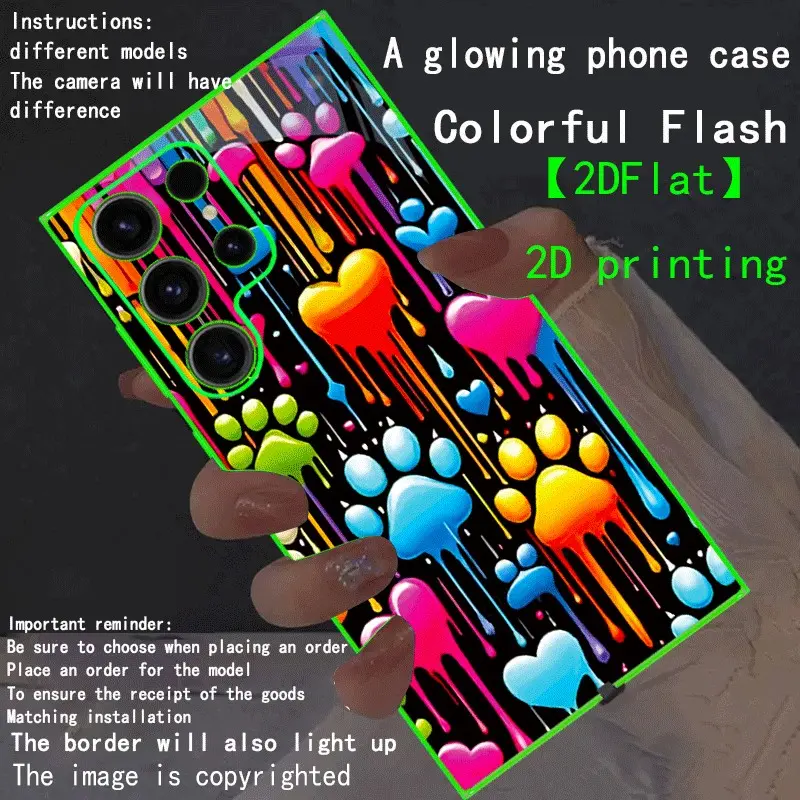 New LED Phone Case for Cellphone Smartphone with Luminous Glowing Border, Compatible with Galaxy S26 Ultra to A15 5g, Fashionable Protective Shell Cover, Unique Design, Daily Use