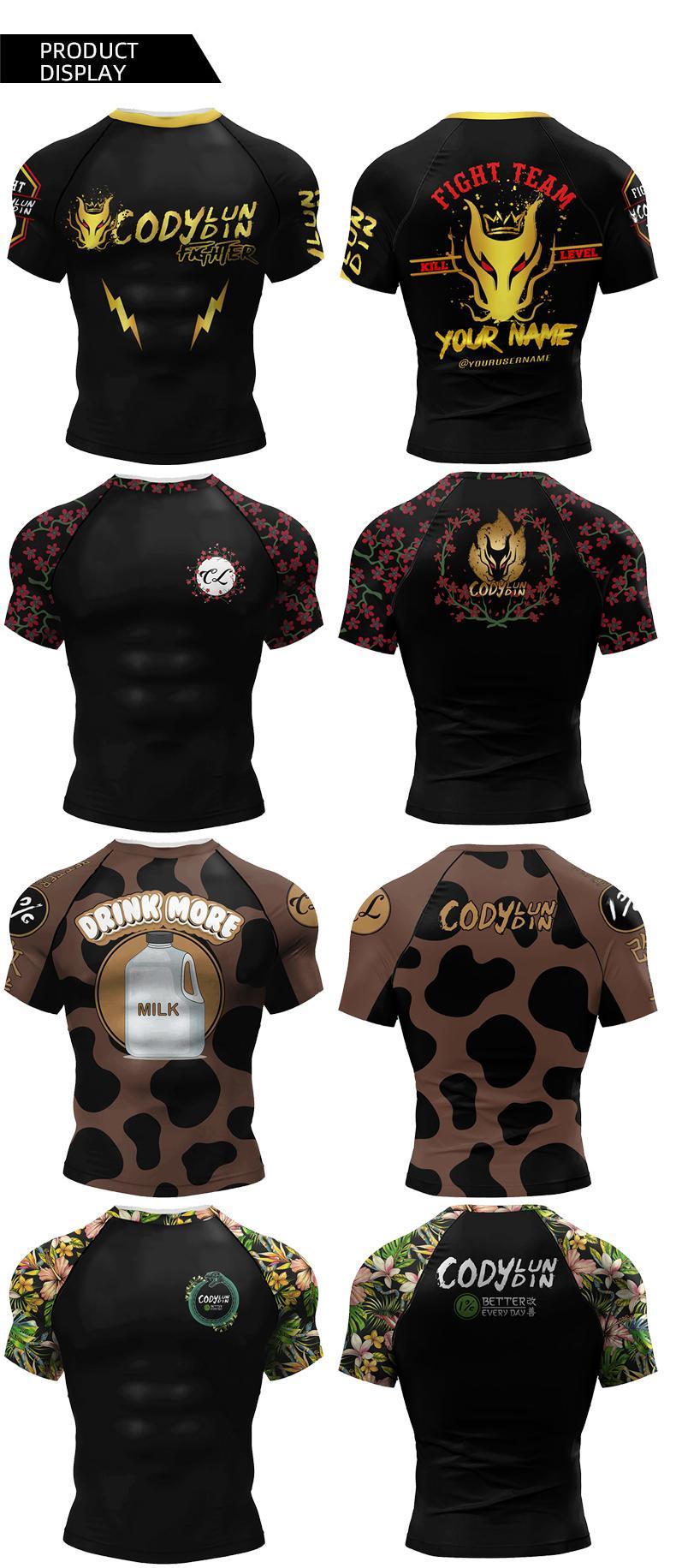 Personal Popular Design Sublimation Short Sleeve Black No Gi BJJ Jiu Jitsu Rashguard Fight BJJ Mma Rash Guard Shirts For Men