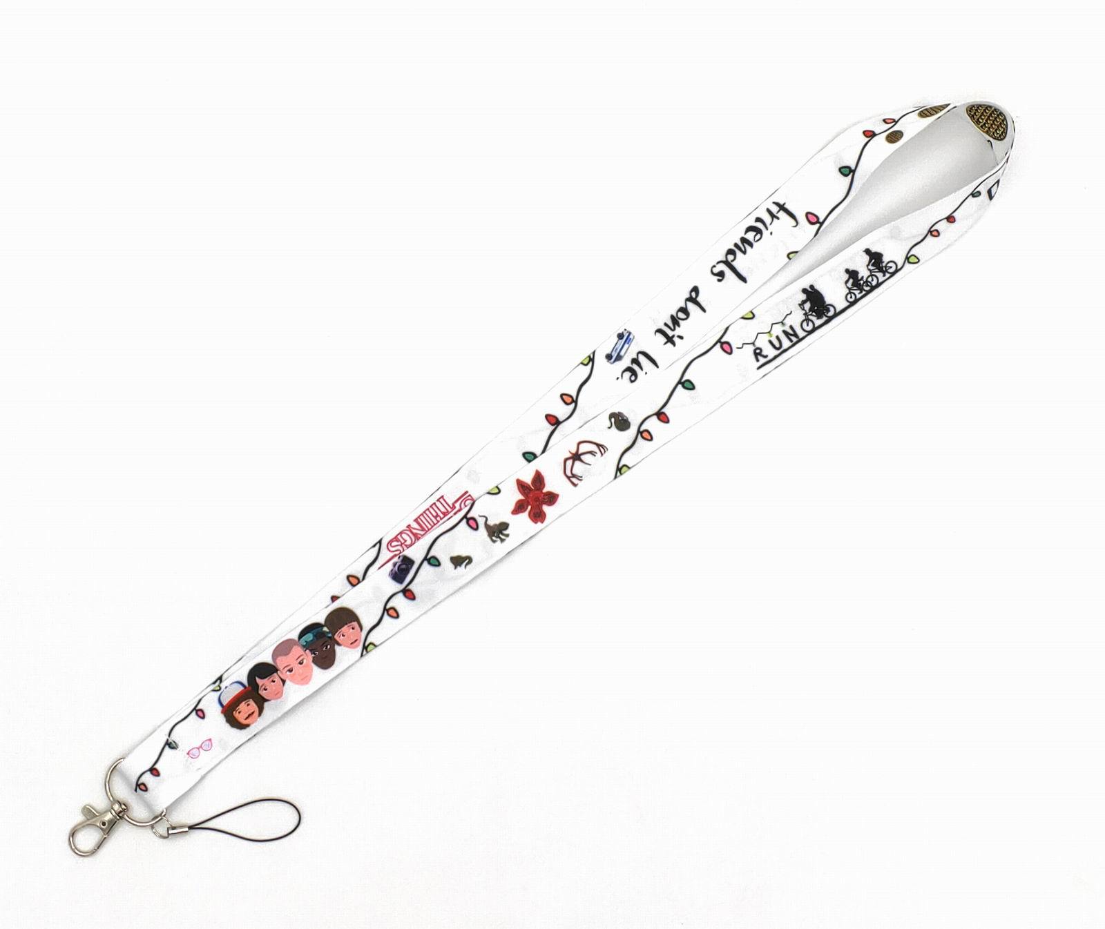 Stranger Things Anime Cartoon Long Lanyard Card Holder Neck Strap Phone Lanyard with Metal Hooks and Printed Ropes for Hanging Phones and ID Cards - Ribbon