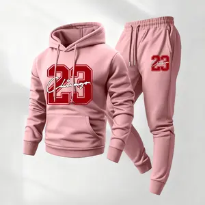 Men's Chicago No.23 Printed Hoodie and Drawstring Sweatpants Set, Menswear, Casual Athletic Long Sleeve Hooded Jacket & Trousers for Fall & Winter, Men's Clothing for Daily Wear, Sportswear Indoor Outdoor, Tracksuit, Athleisure Summer Clothes