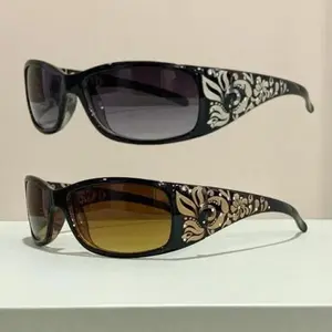 2-Pack Vintage Rhinestone Sunglasses – Women’s Retro Tinted UV Fashion Eyewear for Daily & Outdoor Wear
