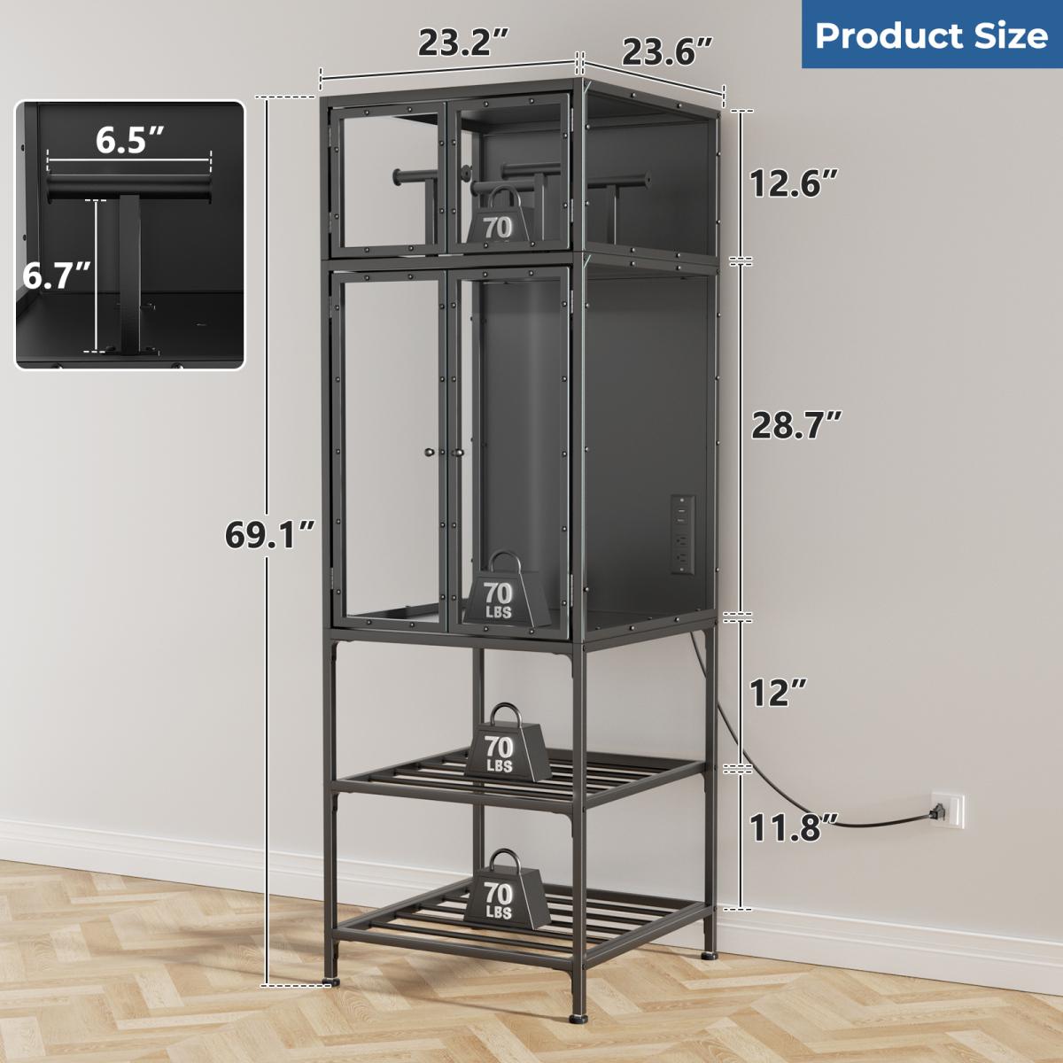 3D Printer Cabinet with Double Layer 3D Printer Filament Storage Rack, T-Shaped Filament Bar & Noise-Reducing, Dust-Proof Design, Suitable for Studio, Office Storage and Organization
