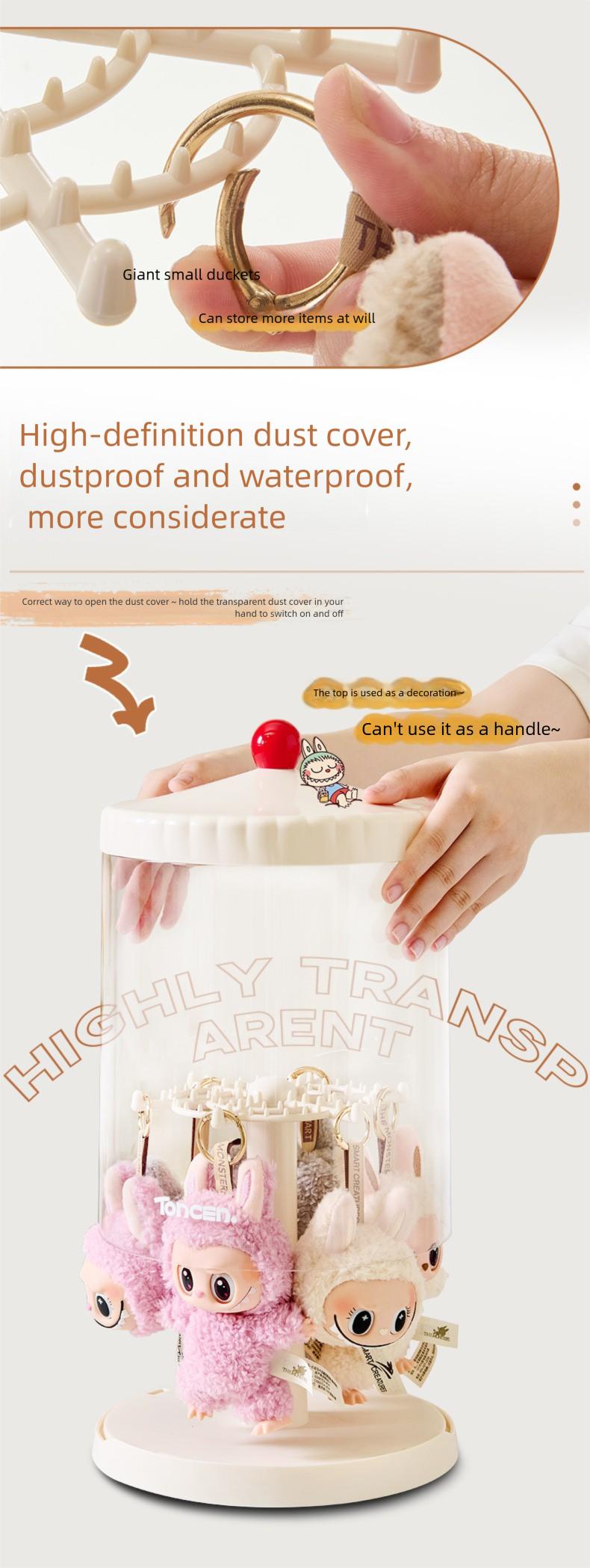 Rotating Blind Box Storage Display Rack - Dustproof Clear Cabinet for Pop Mart Labubu Figures & Collectible Models