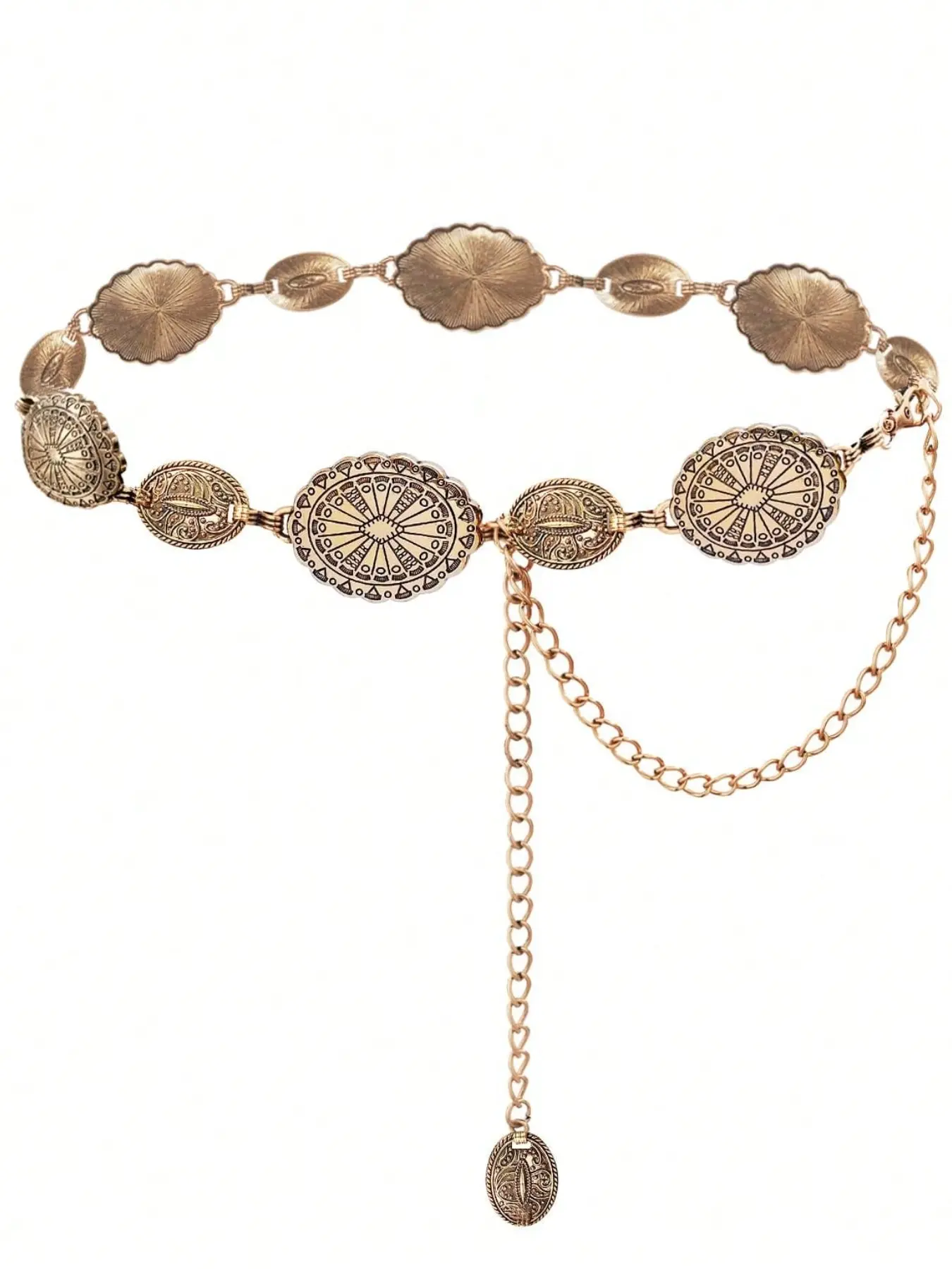Topacc Western Metal Concho Belt for Women, Boho Style Cowgirl Chain Belt, Perfect for Dresses, Jeans, Country Concert