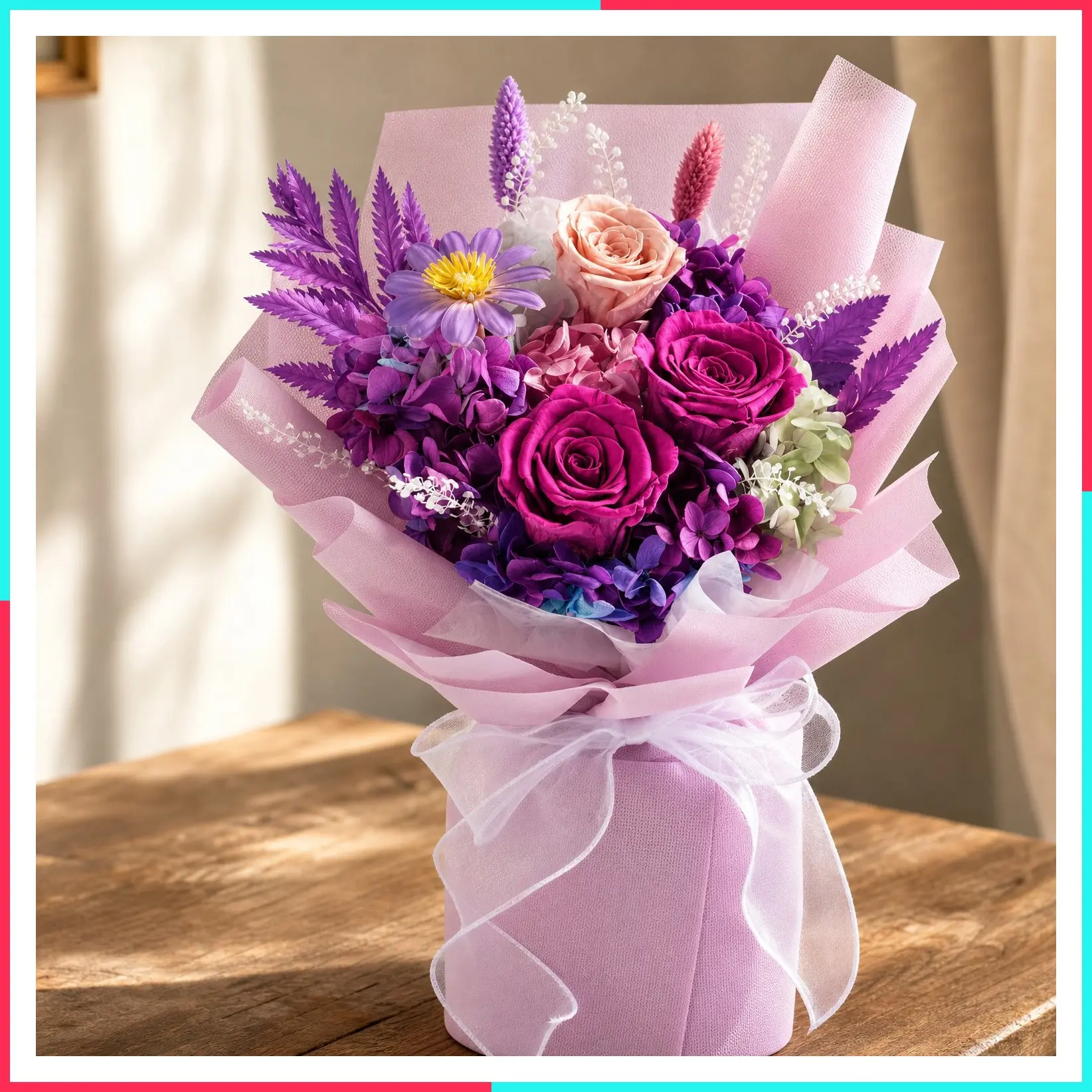 Preserved Purple Rose Bouquets That Last 1-3 Years, Birthday Flower Gifts for Women, Mom, Grandma, Wife & Friends, Delivery