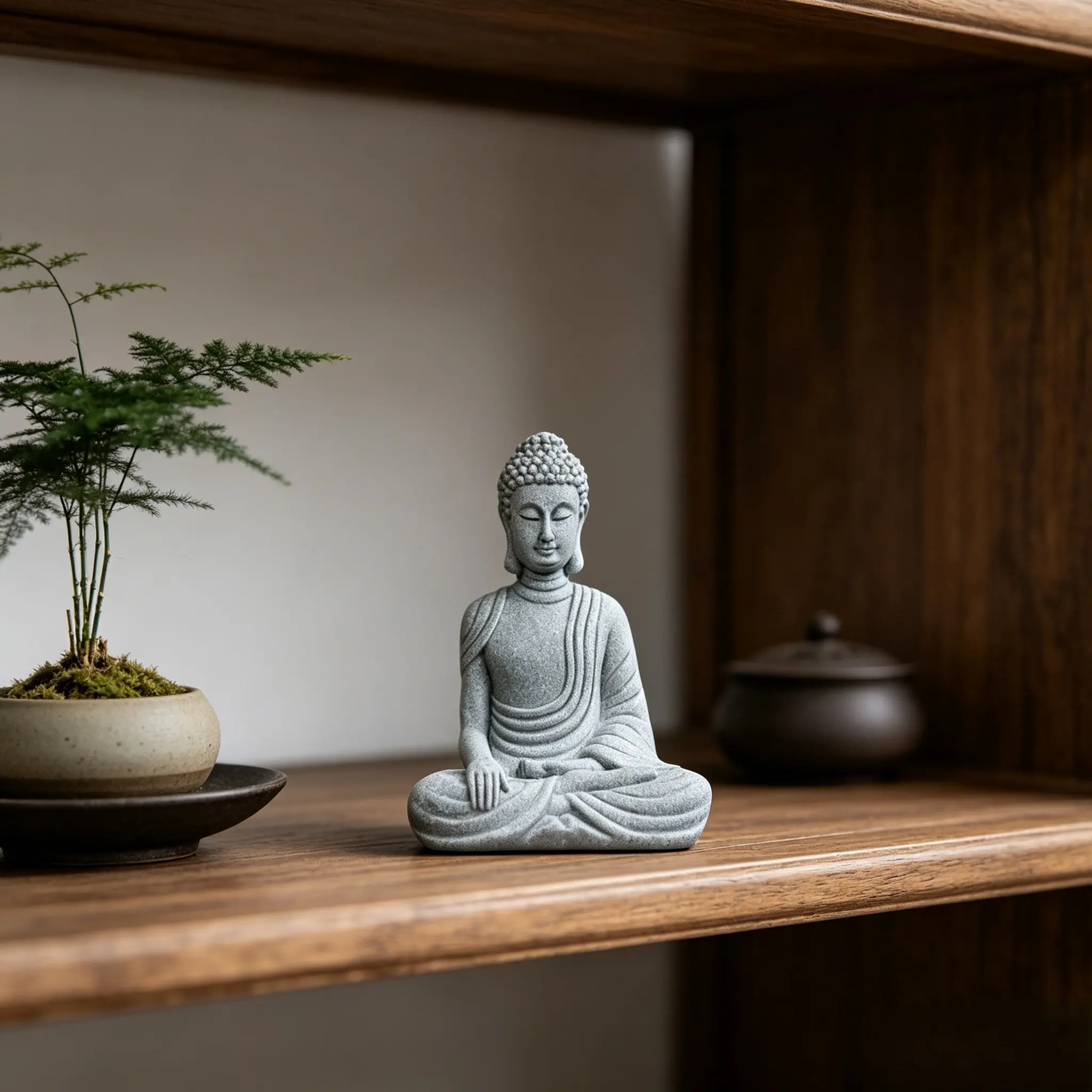 Sandstone Mini Buddha Statue, Zen Desktop Decor, Aquarium Ornament, Yoga Studio, Office, Home Decor, Meditation Gift, Mini Garden Decoration