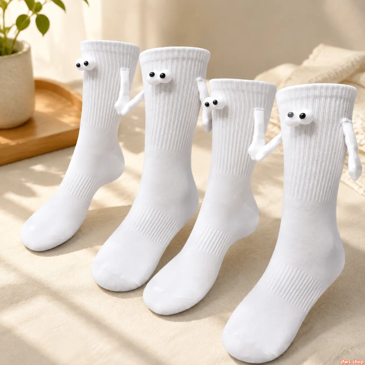 Funny Magnetic Hand Holding Socks Soft Cotton Novelty Crew Socks Couple Matching Unisex Footwear Accessories for Kids Adults White Elephant Gift tiktokshopbacktoschool