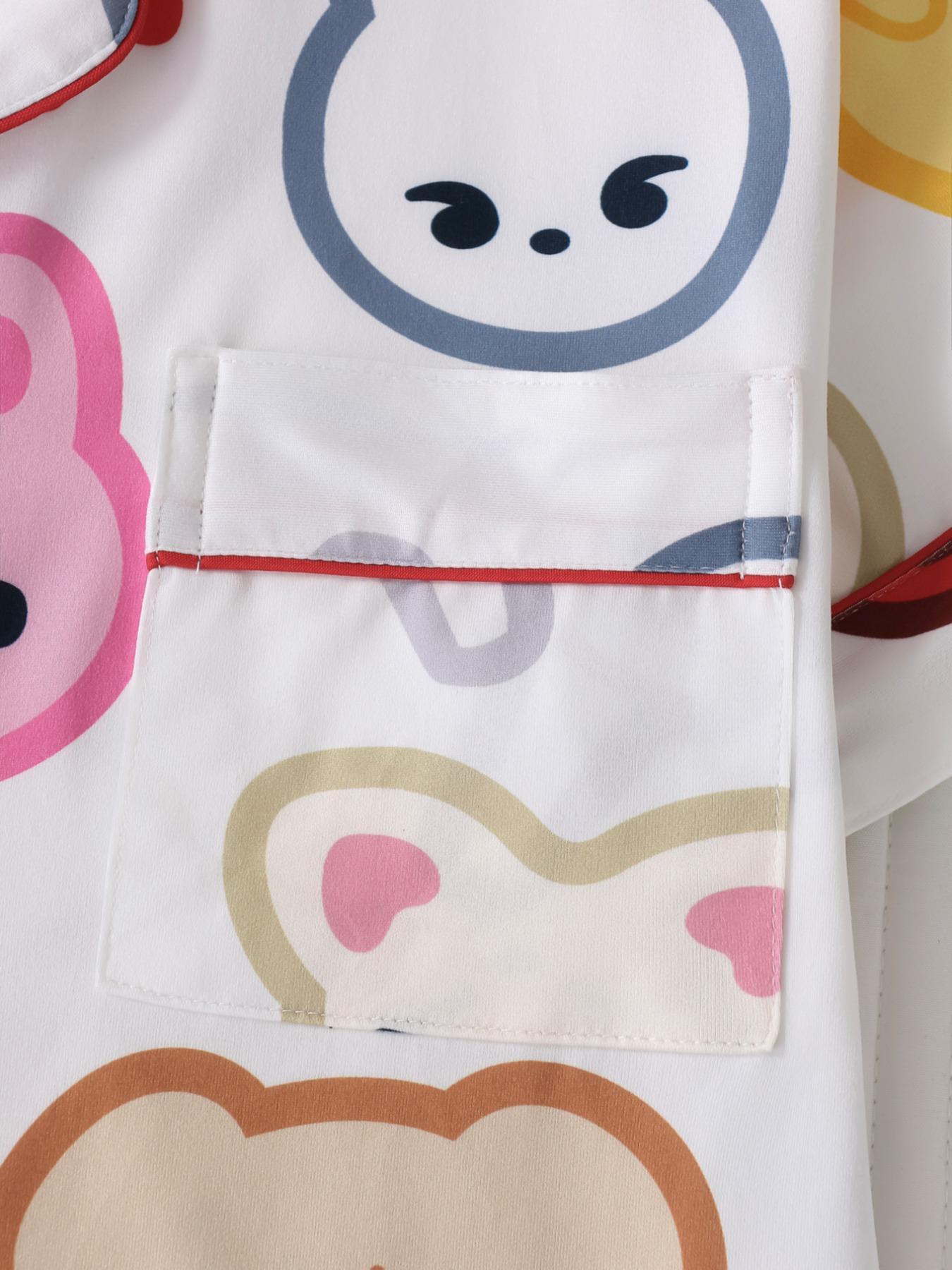 Women's Cartoon Print Short Sleeve Top & Shorts Pyjama, Casual Comfy Top & Shorts Pj Set, Ladies Sleepwear for All Seasons, Loungewear, Pajamas