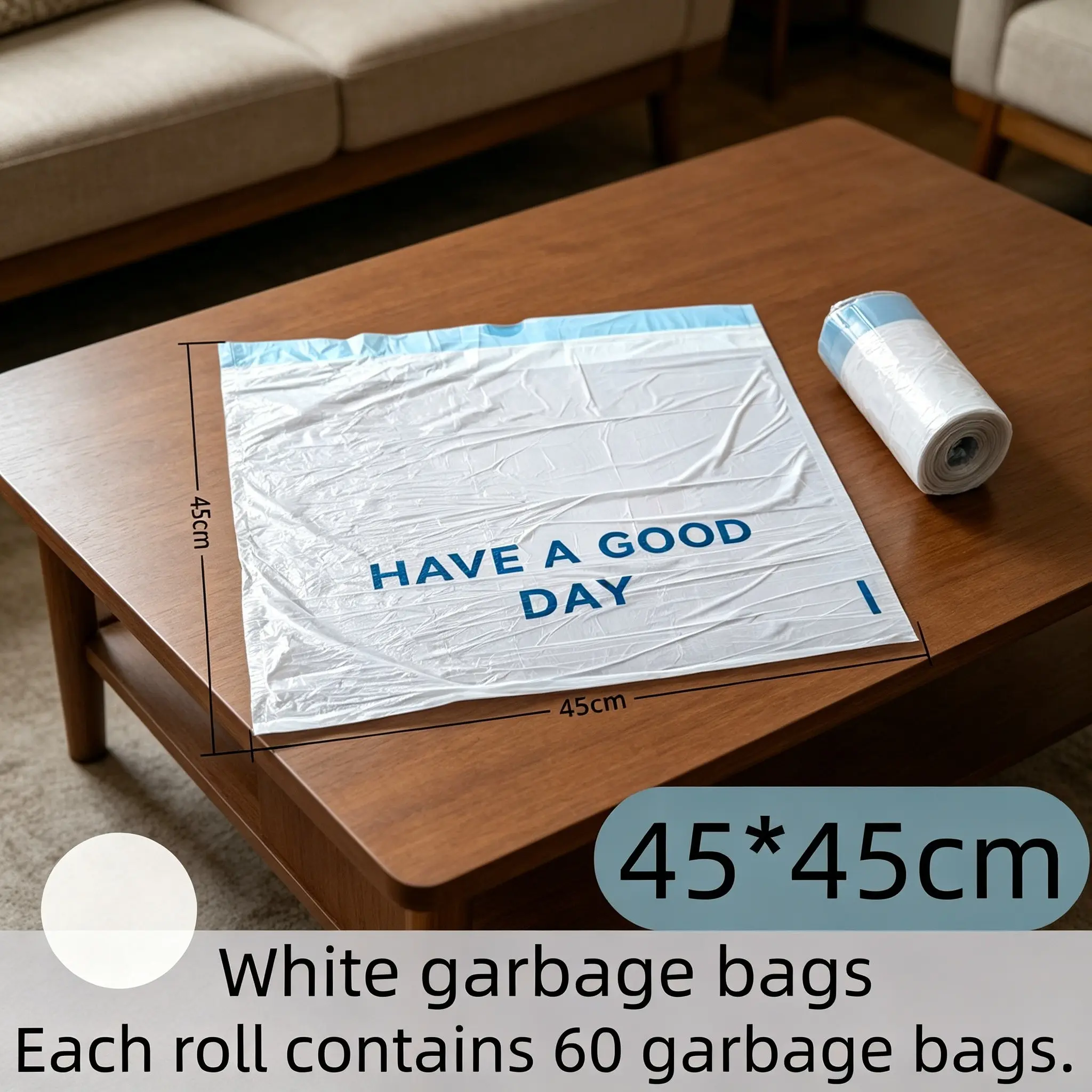 Drawstring Trash Bags for Home Use, Disposable Drawstring Trash Bags, Tear-Resistant Biodegradable Garbage Bags, Convenient Household Waste Management