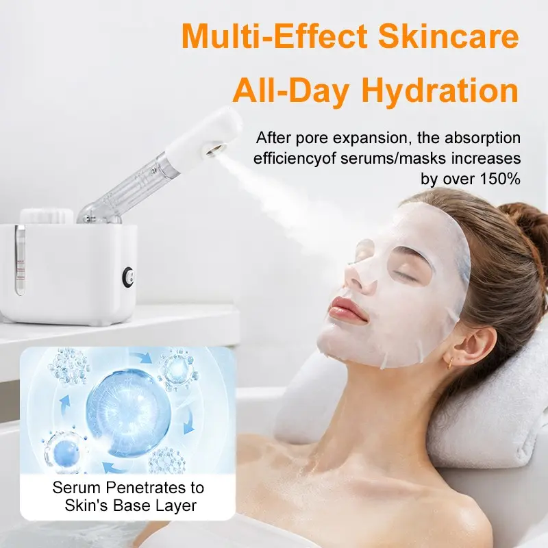 Portable Facial Steamer, Compact Desktop Face Sprayer, Ion Steam Beauty Device, Detachable Washable Tank, K-Skin Ow25