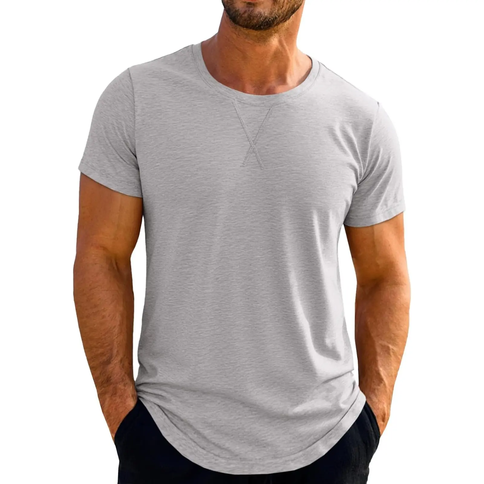 Aoysky Mens Short Sleeve T-Shirts Crew Neck Casual Shirt Summer Classic Basic Lightweight Fashion Tees