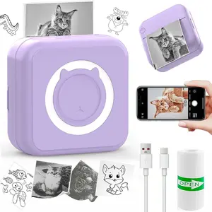 Portable Mini Printer, Inkless Thermal Label Printer, DIY Scrapbook, Travel, Notes, Photos, Labels, Label Sticker Printer, Compatible with iOS and Android
