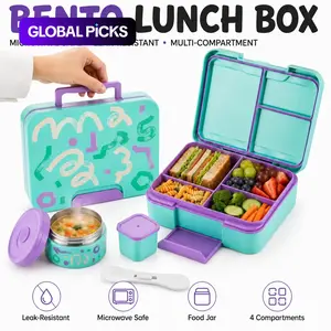 Insulated Lunch Box with Soup, Adjustable Four-Compartment Leak-Proof Food Container, School and Travel Insulated Hot Meal Jar #GLOBAL PICKS