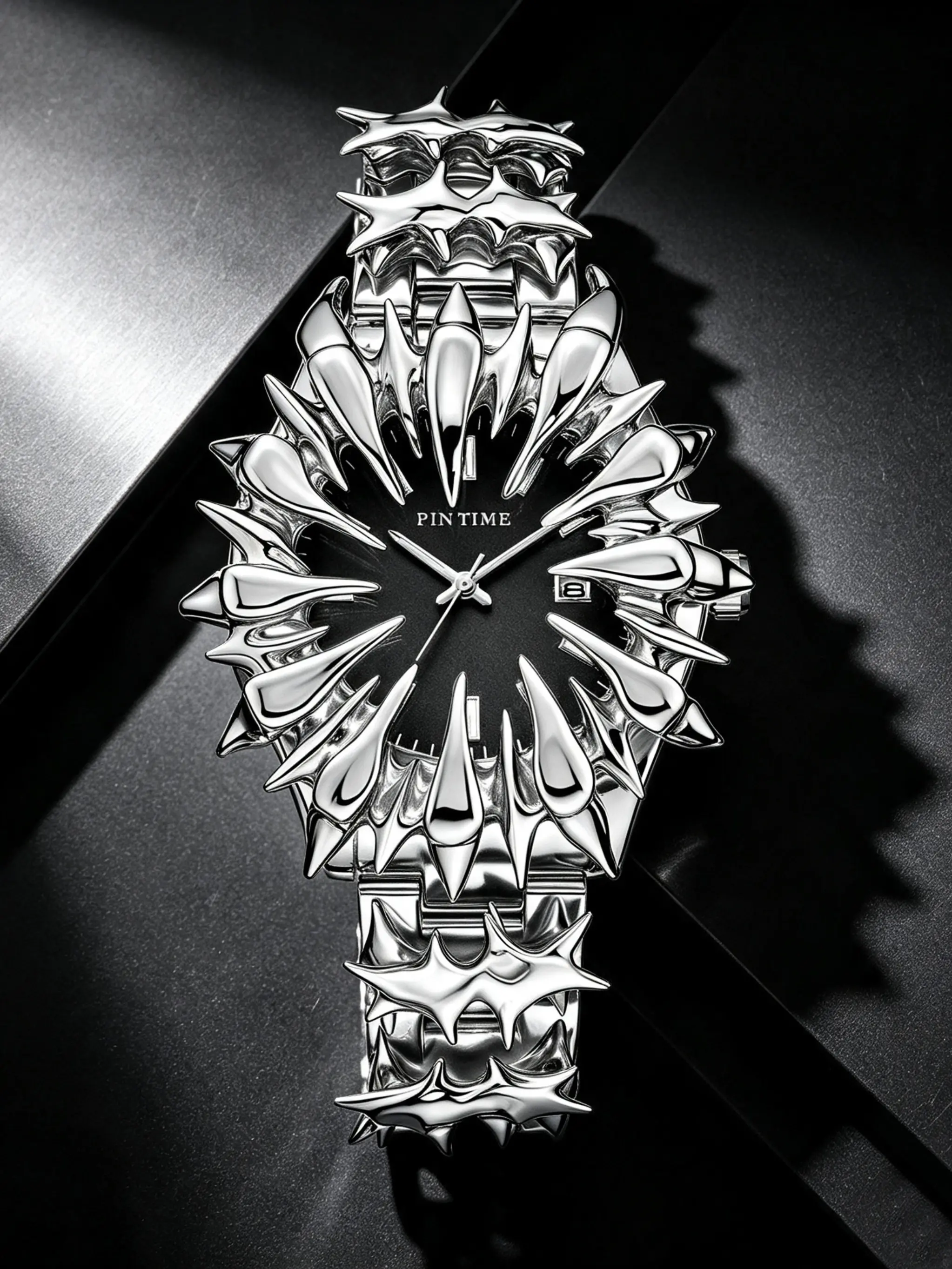 Men's Quartz Watch, Hip-Hop Cowboy Style, Handmade Unique Design, Vampire Dragon Scale Spike, Perfect for Daily Wear or Gift