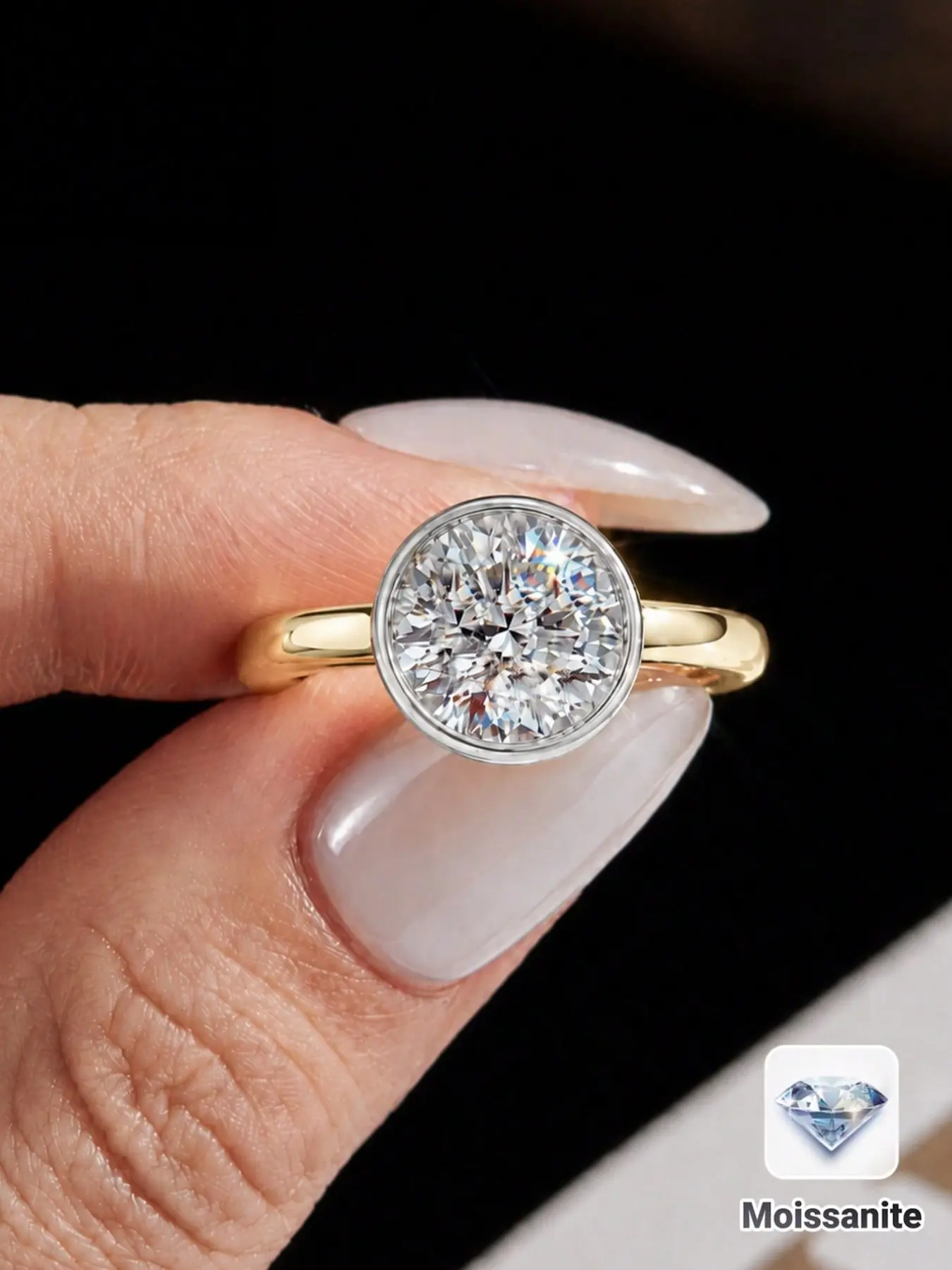 925 Silver Moissanite Engagement Ring, Halo Setting, Silver Color/, Unisex Fashion Jewelry, Graduation Gift, 1-3 Carat