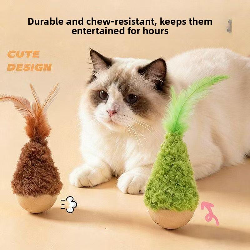 Tumbler Cat Toy - Self-Entertaining Boredom Buster with Feather Teaser - Energy-Consuming Cat Baseball for Kittens & Indoor Cats Muzzle Medium Treadmill Training