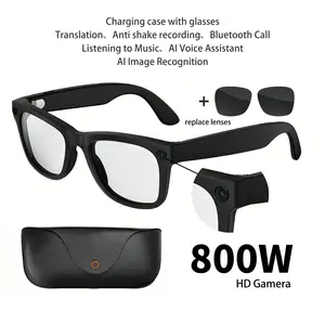 2026 new AI intelligent glasses with 100+language translation, 800W pixel camera with 2000mAh charging case, music player for calling, business, UV protection, color changing glasses for both men and women, suitable for office driving and outdoor travel
