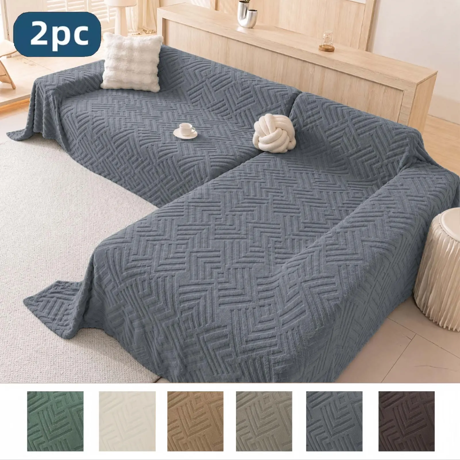 2-Piece L-Shaped Sectional Couch Covers, Furniture Protector Blanket for Sectional Sofas, Couch Cover for Sofa, Pet & Dog Protection