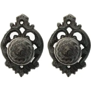 2 count Cast Iron Cabinet Furniture Knobs,  Pretty Drawer Pulls for Closets Dressers, Small Decorative Dummy Handles Pulls, Solid Sturdy Cupboard Wardrobe Left/Right Handed Door Handles