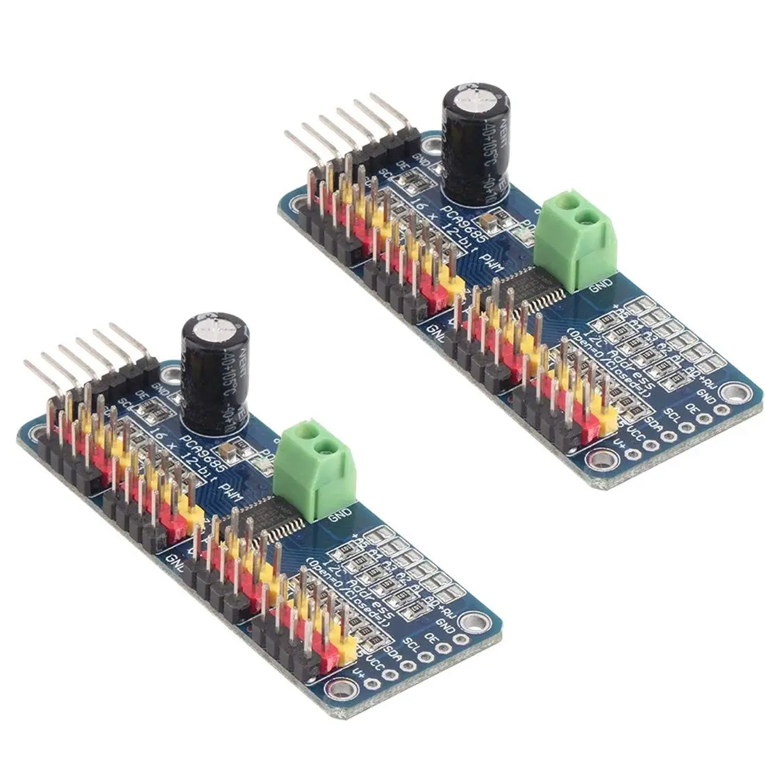 2pcs PCA9685 16 Channel 12-Bit PWM Servo Motor Driver IIC Module for Arduino Robot