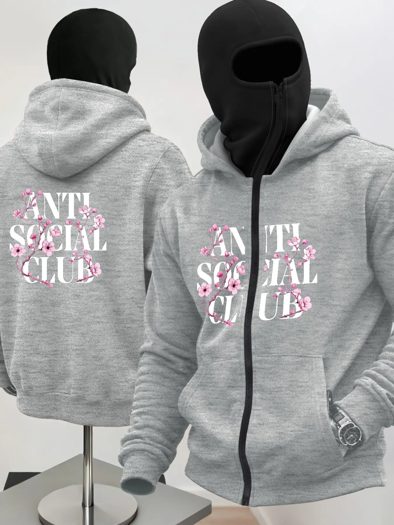 Trendy Male Hooded Sweatshirt with Octopus Tentacle Back Design and Fire Icon, Casual Slim Fit for Fall Winter, Oceanic Streetwear Style