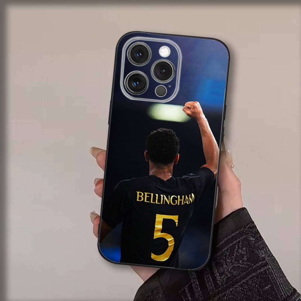 Football J-Jude B-Bellinghams Phone Case For iPhone 17,16,15,14,13,12,11,Pro,Max,Plus,Air,X,XS,Soft Black Funda