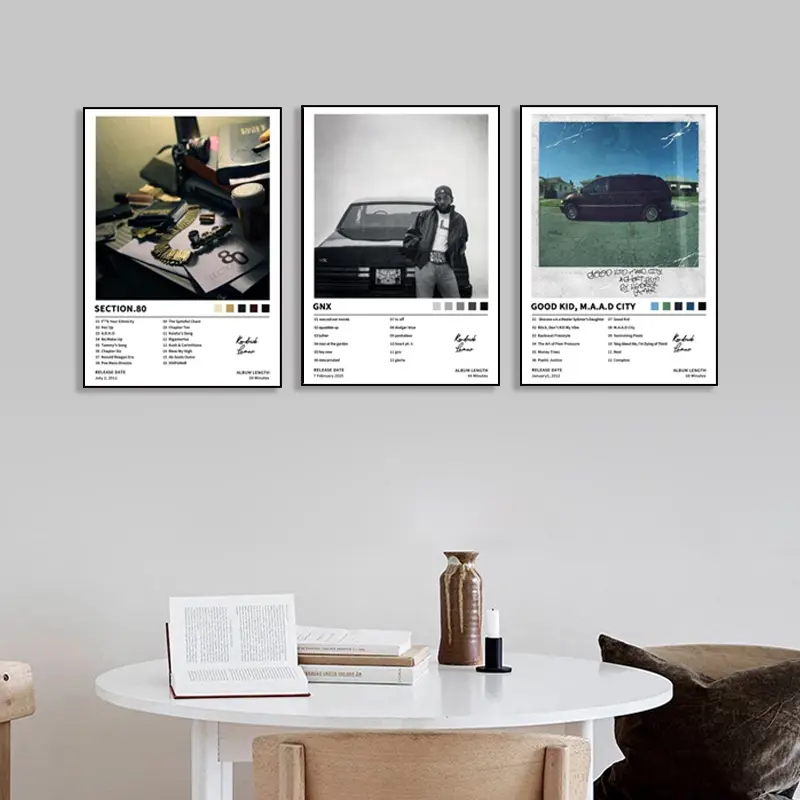 3 Piece Music Album Cover Poster Wall Art Set, Modern Decor for Living Room, Bedroom, Office, Coffee Shop, Gift for Music Lovers, Christmas Present, Frameless