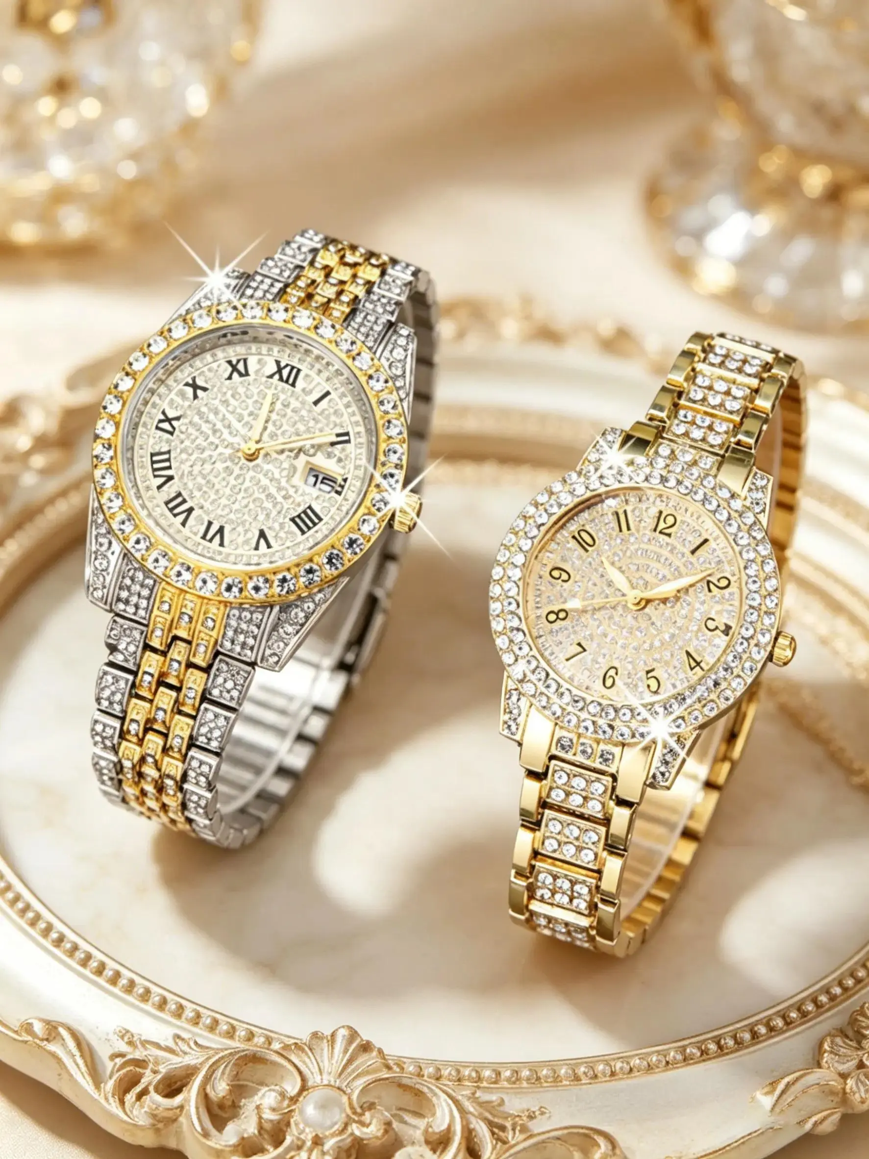 Elegant Couple Watch Set 2pcs, High Quality Fashionable Analog Quartz Watches for Daily Wear, Perfect Gift for Birthdays, Holidays, Anniversaries, Quartz Watches, Casual Fashion Watch