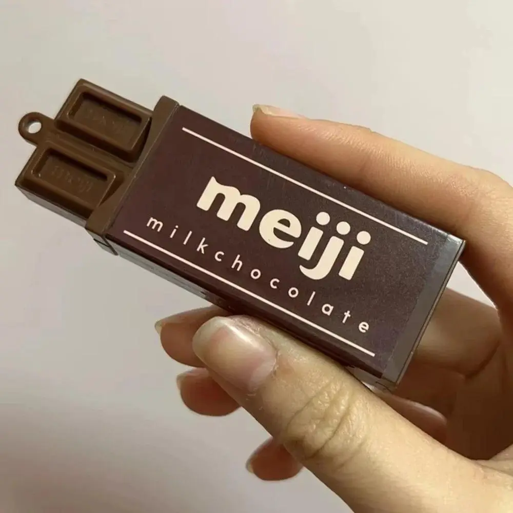 Simulated Meiji Chocolate Fidget Toy, Bendy Snap Play Stress Relief Keychain Pendant, Japanese Style Creative Gadget Funny Gift