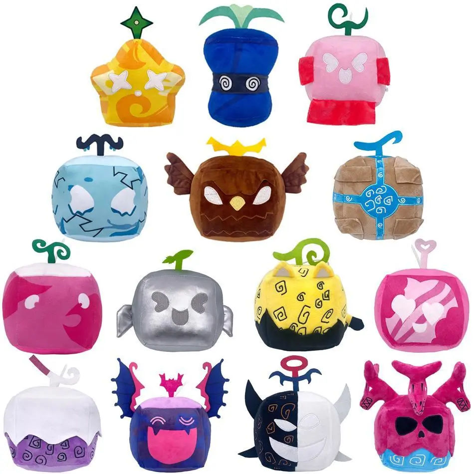 2026 new hot item Blox Fruits Anime Game Plush Toy Fruit Leopard Pattern Box Plushies Toy 13-16cm Soft Stuffed Fruits Toy Christmas Gift For Kids