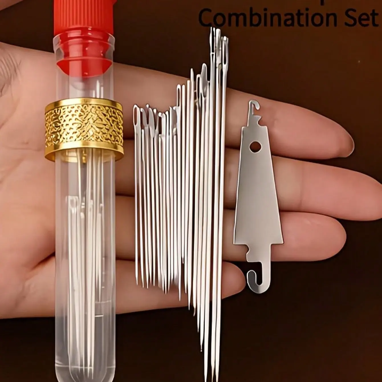 20pcs Big Eye Needle Threader Set, Sewing Supplies, Traditional Steel Needles For Elderly, Handwork Sewing Clothes & Quilts (Random Color Needle Holder), Fine Needles For Handmade Sewing, Clothes, Quilts, Embroidery - Multicolor