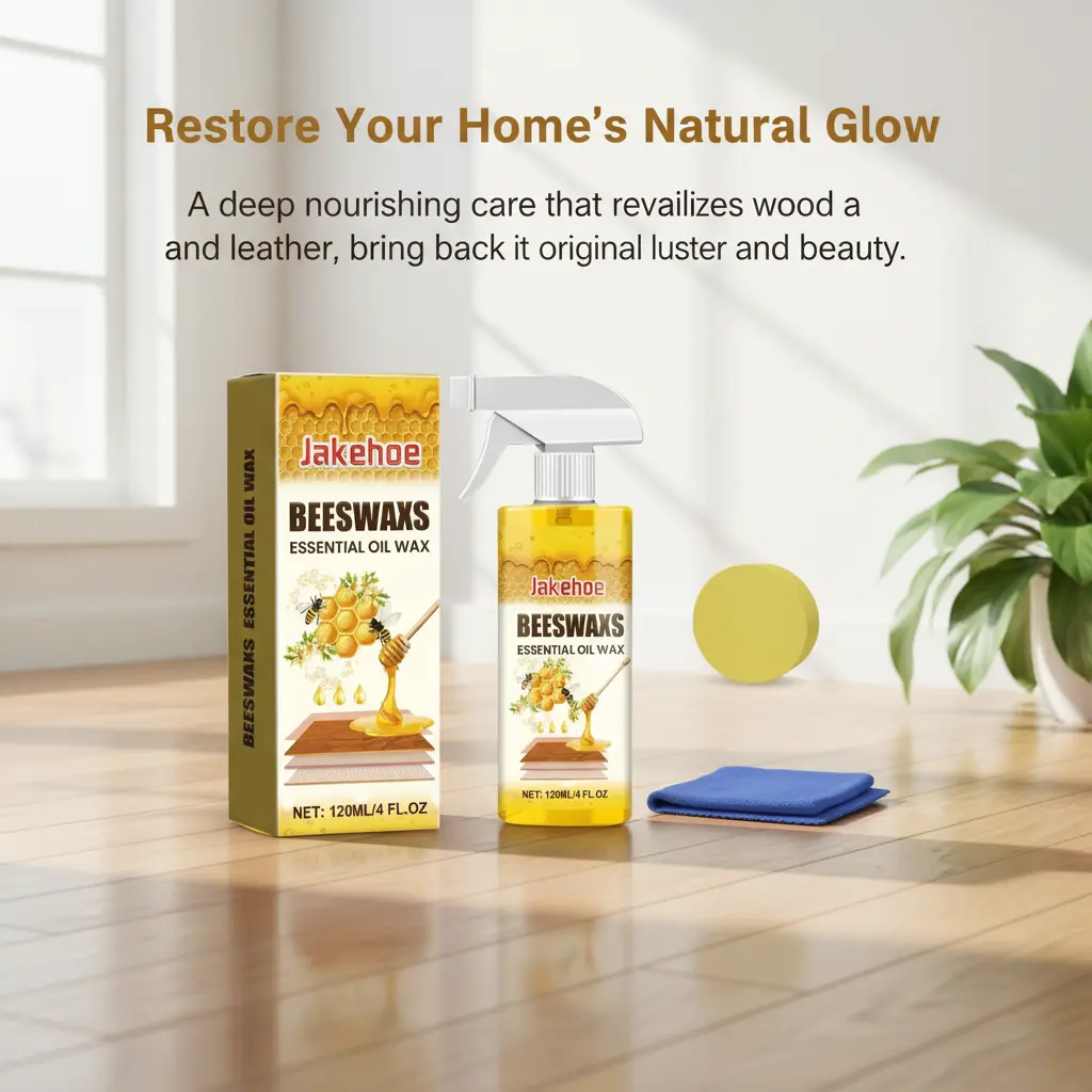 Jakehoe9  Beeswax Wood Polish Spray – Multipurpose Household Cleaner for Furniture, Floors & Cabinets, Non-Greasy Anti-Dust Finish, Natural Shine & Protection