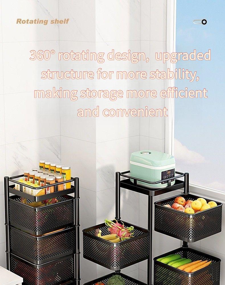 Rotatable multi-layer floor-standing bedroom cart, kitchen storage rack, multifunctional household snack rack, bedside rack