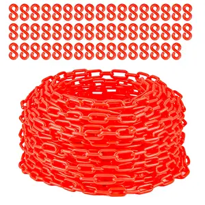 240 ft Plastic Safety Chain with 50 S-Hooks, Red or Black, 6mm Links