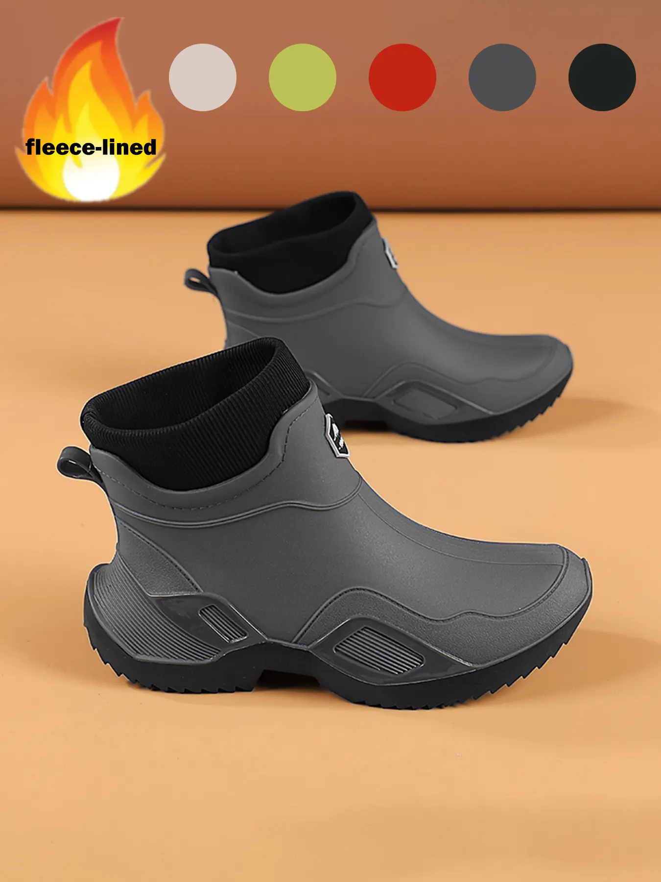 Women's plus velvet midsole rain boots, outdoor hiking boots, hiking snow boots, strong grip, water shoes, couple waterproof and anti slip water shoes, outdoor fishing rubber shoes, thick and wear-resistant, Fall boots