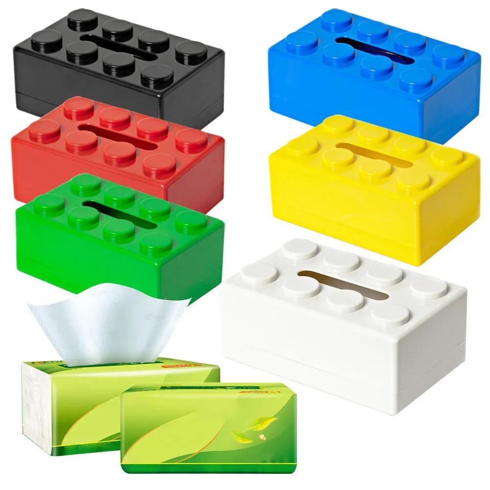 Building Block Shaped Tissue Box Multifunctional Plastic Storage Box Home Napkin Storage Box Coffee Table Color Decoration