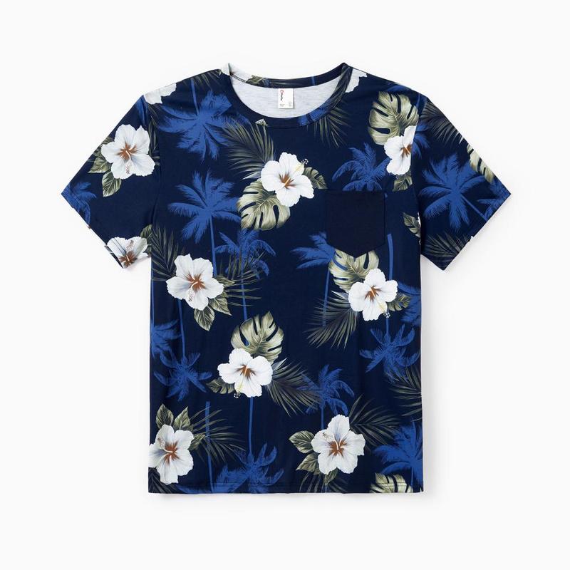 PatPat Family Matching Floral Print Cotton Top Short-sleeve Shirt or Splicing Sleeveless Tank Dress Spingtok