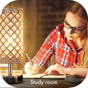 Touch Control Crystal Table Lamp Set of 2 Bedside Nightstand Lamps with 2 USB Charging Ports, 3-Way Dimmable, K9 Crystal Decorative Desk Lamp for Bedroom, Girls Guest Room, Living Room, Bulbs Included
