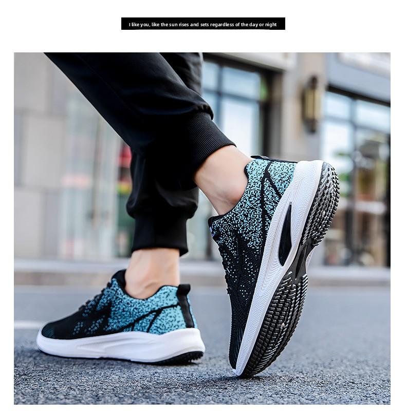 New men's sports shoes with soft soles, comfortable running shoes, breathable fly-knit fabric shoes, popular cross-border export sports and casual shoes